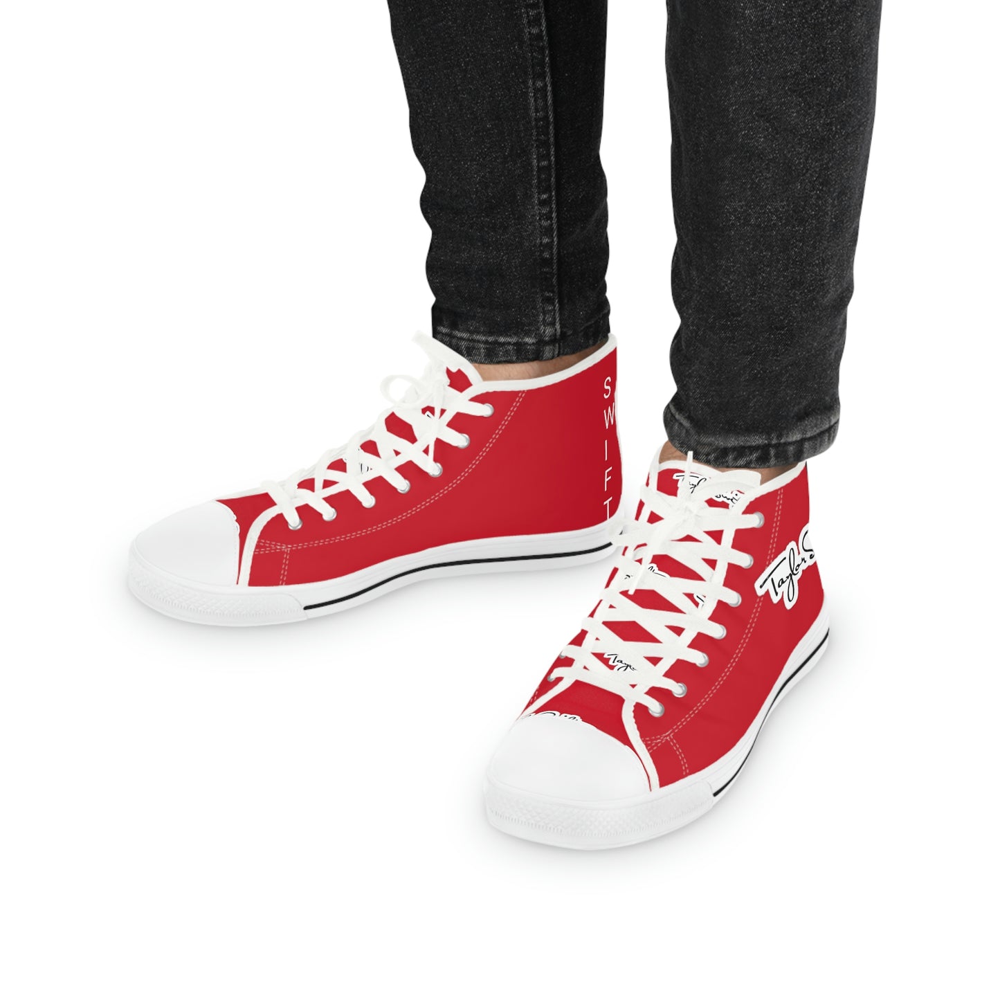 Men's High Top Sneakers Taylor Swift Red